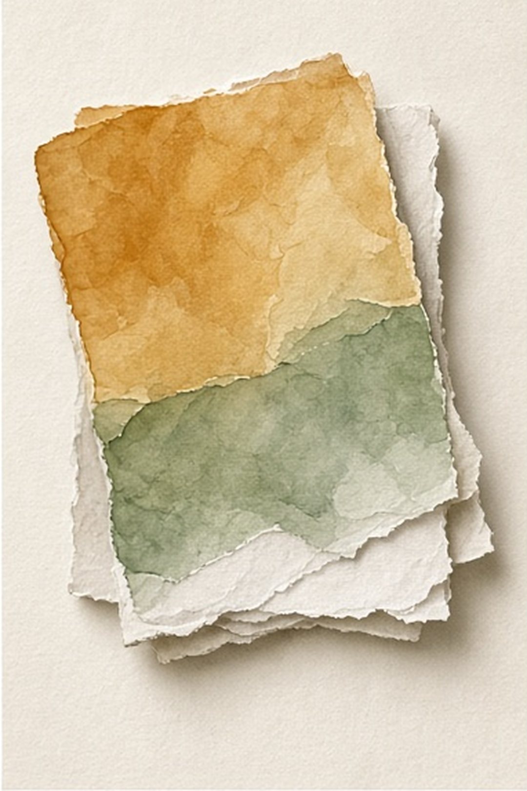 Small abstract stained-paper booklet lit from behind