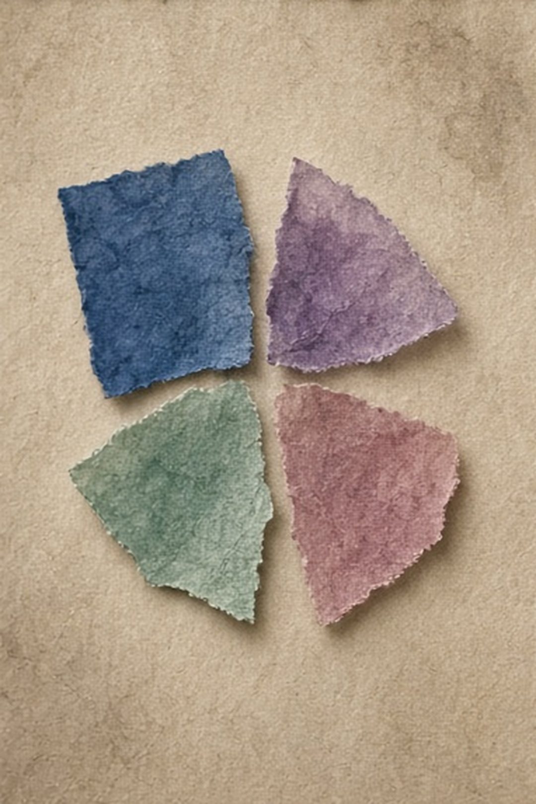 Four unlabeled paper fragments gathered as one saved choice