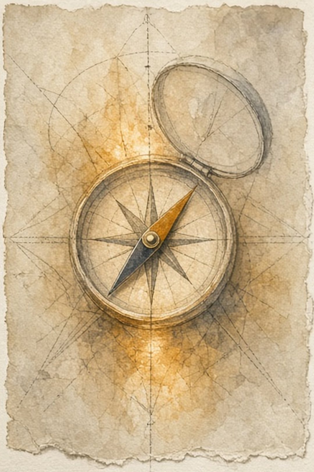Open identity-free compass center with no portrait or nameplate